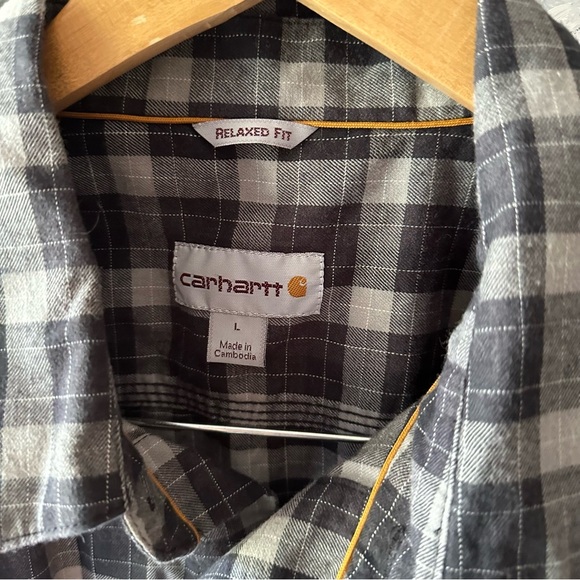 Carhartt Force Reydell Button Up Shirt Large Black Gray Plaid Relaxed Fit - Picture 7 of 7
